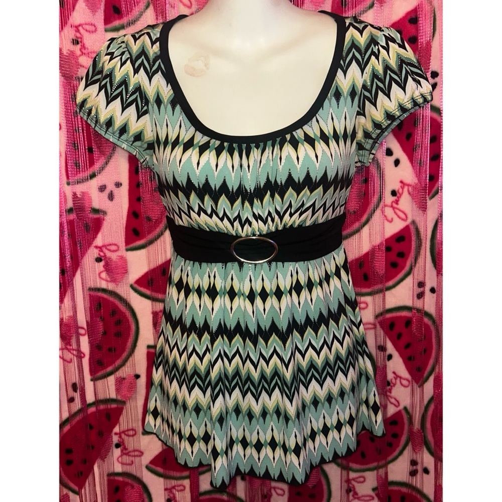 💚 Sparkly Turquoise Belted Top